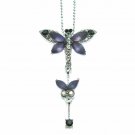 Black Swarovski Crystal Dragonfly Butterfly Pendant Necklace