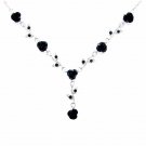 Swarovski Crystal Black Rose Flower Floral Bridesmaid Necklace