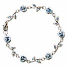 Swarovski Crystal Light Blue Rose Flower Floral Bridal Bracelet