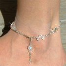 Bridal Swarovski Crystal Ball and Drop Sterling Silver Anklet