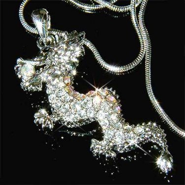 Legendary Myth Clear Dragon Swarovski Crystal Pendant Necklace