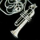 Swarovski Crystal Trumpet Musical Instrument Pendant Necklace