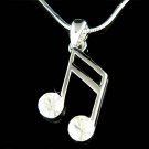 Semiquaver Sixteenth Music note Swarovski Crystal Chain Necklace