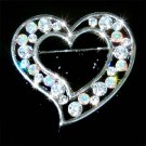 Swarovski Crystal Floating Heart Love Valentine Bridal Brooch
