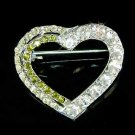Swarovski Crystal Green Cut Out Heart Love Valentine Pin Brooch