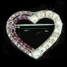 Swarovski Crystal Purple Cut Out Heart Love Valentine Pin Brooch