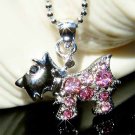Pink Scottie Scottish Terrier Dog Swarovski Crystal Necklace