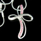 Swarovski Crystal Pink Infinity Cross Jesus Christ God Necklace