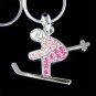Skiiing in Snow Swarovski Crystal Ice Skier Pendant Necklace