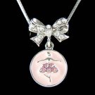 Pink Swarovski Crystal Ballerina Ballet Dancer Dance Necklace