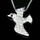Swarovski Crystal Dove Pigeon Free Bird Peace Pendant Necklace