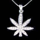 Swarovski Crystal Medical Marijuana Leaf Weed Hemp Pot Necklace