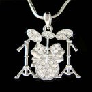 Swarovski Crystal Jazz Drum Set Cymbals Music Jewelry Necklace