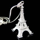 Swarovski Crystal 3D France Paris Eiffel Tower Pendant Necklace