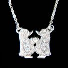 Swarovski Crystal Baby Emperor Penguin Lover Love Heart Necklace