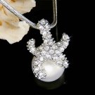 Beach Wedding Swarovski Crystal Pearl Starfish Pendant Necklace