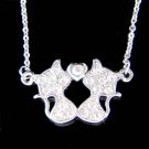 Swarovski Crystal Cat Kitty Kitten Lover Love Heart Necklace New
