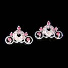 Swarovski Crystal Pink Cinderella Pumpkin Carriage Stud Earrings