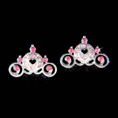 Swarovski Crystal Pink Cinderella Pumpkin Carriage Stud Earrings