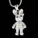 Swarovski Crystal Cute Easter Girl Bunny Rabbit Pendant Necklace