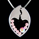 Swarovski Crystal Pink Mother Love Baby Child Heart Necklace