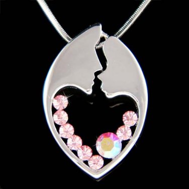 Swarovski Crystal Pink Mother Love Baby Child Heart Necklace