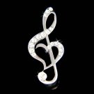 Swarovski Crystal Heart Treble Clef Music Note Musical Brooch