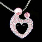 Swarovski Crystal Pink Forever Love Mother Baby Heart Necklace