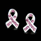 Swarovski Crystal Purple Pancreatic Cancer ADD Ribbon Earrings