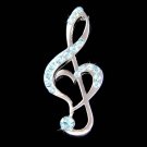 Swarovski Crystal Blue Heart Treble Clef Music Note Pin Brooch