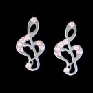 Swarovski Crystal Pink Treble G Clef Heart Music Note Earrings
