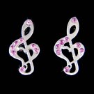 Swarovski Crystal Purple Treble G Clef Heart Music Note Earrings