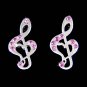 Swarovski Crystal Purple Treble G Clef Heart Music Note Earrings