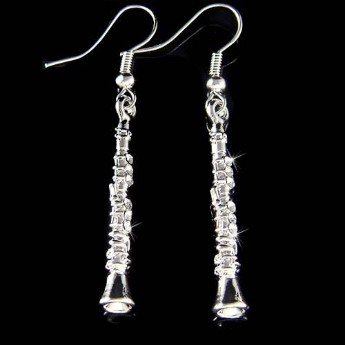 Swarovski Crystal Woodwind Clarinet Musical Instrument Earrings