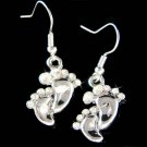 Swarovski Crystal Mother Baby Footprint Beach Wedding Earrings