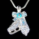 Swarovski Crystal Blue Ice Skating Shoes Hockey Skate Necklace