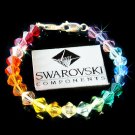 Swarovski Crystal Rainbow Chakra Medical ID Alert .925 Silver Bracelet