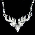Swarovski Crystal Deer Bull Elk Antlers Charm Necklace for Hunter