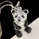 Swarovski Crystal 3D Cute Black and White Panda Bear Charm Necklace