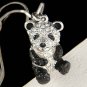 Swarovski Crystal 3D Cute Black and White Panda Bear Charm Necklace