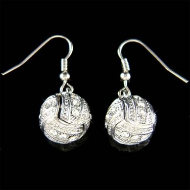 Swarovski Crystal 3D Volleyball Charm Sports Earrings Unisex Jewelry