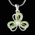 Swarovski Crystal Irish Ireland 3 Leaf Clover Shamrock Charm Necklace