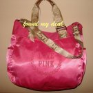 NEW VICTORIA SECRET HOT PINK LINE SATIN DUFFLE TOTE BAG