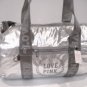 VICTORIA SECRET PINK METALLIC DUFFLE GYM SILVER BAG NEW