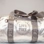VICTORIA SECRET PINK METALLIC DUFFLE GYM SILVER BAG NEW