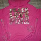 VICTORIA SECRET PINK BLING HEART PEACE HOODIE JACKET S