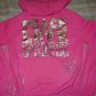 VICTORIA SECRET PINK BLING HEART PEACE HOODIE JACKET S