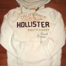 HOLLISTER MEN SWEATSHIRT HOODIE OFF-WHITE FLEECE NEW L