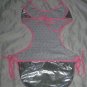 VICTORIA SECRET METALLIC SILVER BIKINI 1-PC SWIMSUIT L