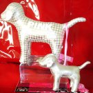 LOT 2 VICTORIA SECRET PINK DOG SILVER METALLIC ORNAMENT